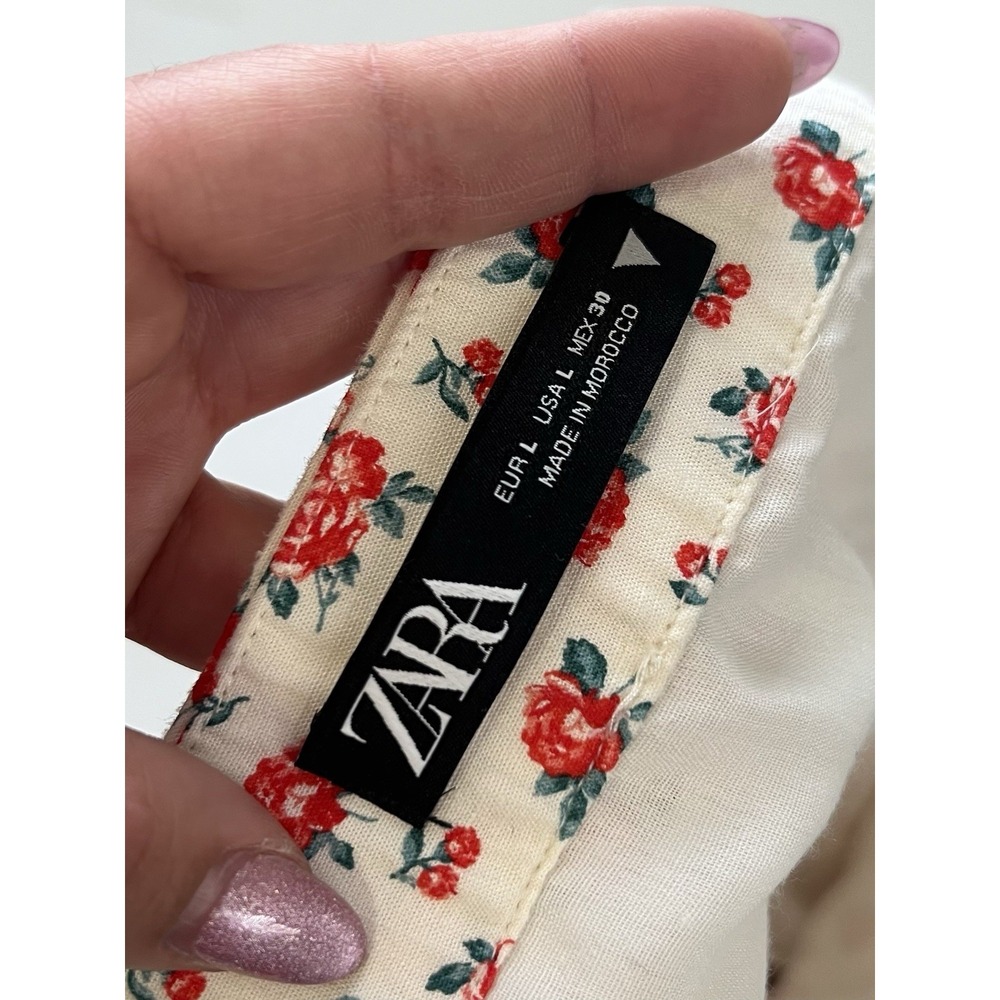 ZARA Floral Mini Skirt Women Large Ruffle Hem Cottagecore Y2K Aesthetic Boho Era - Picture 4 of 8